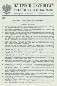 Dziennik Urzędowy Województwa Tarnobrzeskiego. 1994, nr 14 (5 grudnia)