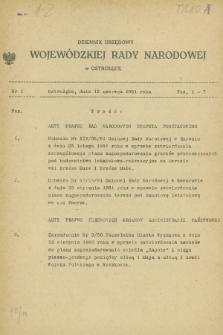 Dziennik Urzędowy Wojewódzkiej Rady Narodowej w Ostrołęce. 1981, nr 1 (19 czerwca)
