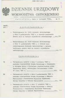 Dziennik Urzędowy Województwa Ostrołęckiego. 1992, nr 11 (9 listopada)