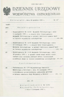 Dziennik Urzędowy Województwa Ostrołęckiego. 1992, nr 12 (28 grudnia)
