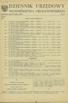 Dziennik Urzędowy Województwa Ciechanowskiego. 1985, nr 12 (8 sierpnia)