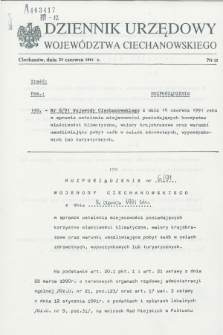 Dziennik Urzędowy Województwa Ciechanowskiego. 1991, nr 12 (24 czerwca)