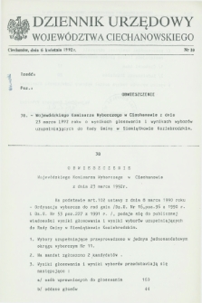 Dziennik Urzędowy Województwa Ciechanowskiego. 1992, nr 10 (6 kwietnia)