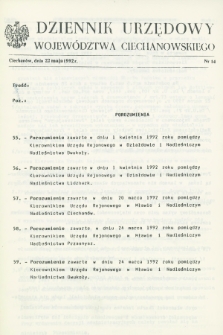 Dziennik Urzędowy Województwa Ciechanowskiego. 1992, nr 14 (22 maja)