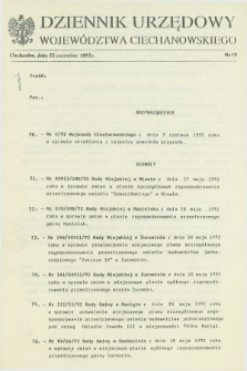 Dziennik Urzędowy Województwa Ciechanowskiego. 1992, nr 19 (22 czerwiec)