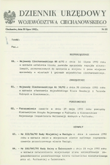 Dziennik Urzędowy Województwa Ciechanowskiego. 1992, nr 22 (23 lipca)