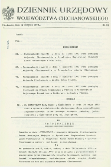 Dziennik Urzędowy Województwa Ciechanowskiego. 1992, nr 24 (14 sierpnia)