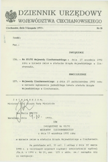 Dziennik Urzędowy Województwa Ciechanowskiego. 1992, nr 29 (5 listopada)