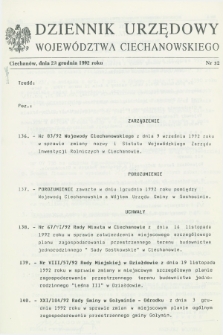 Dziennik Urzędowy Województwa Ciechanowskiego. 1992, nr 32 (23 grudnia)