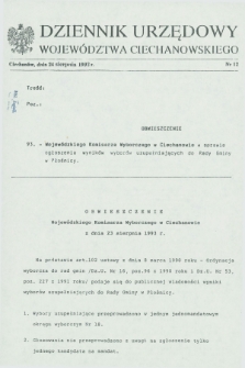 Dziennik Urzędowy Województwa Ciechanowskiego. 1993, nr 12 (24 sierpnia)