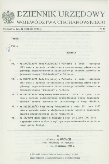 Dziennik Urzędowy Województwa Ciechanowskiego. 1993, nr 13 (27 sierpnia)