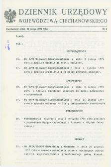 Dziennik Urzędowy Województwa Ciechanowskiego. 1994, nr 3 (28 lutego)