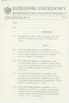 Dziennik Urzędowy Województwa Ciechanowskiego. 1994, nr 23 (18 listopada)