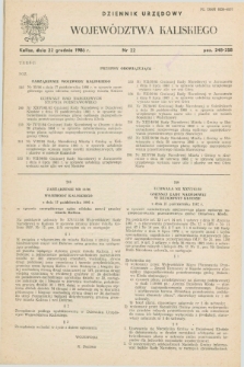 Dziennik Urzędowy Województwa Kaliskiego. 1986, nr 22 (22 grudnia)