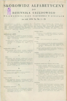 Dziennik Urzędowy Wojewódzkiej Rady Narodowej w Kielcach. 1970, Skorowidz alfabetyczny