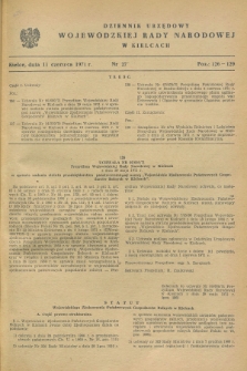 Dziennik Urzędowy Wojewódzkiej Rady Narodowej w Kielcach. 1971, nr 27 (11 czerwca)