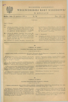 Dziennik Urzędowy Wojewódzkiej Rady Narodowej w Kielcach. 1971, nr 28 (19 czerwca)