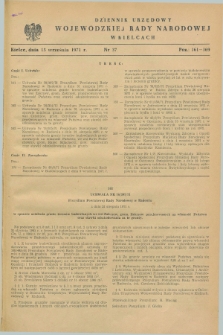 Dziennik Urzędowy Wojewódzkiej Rady Narodowej w Kielcach. 1971, nr 37 (15 września)