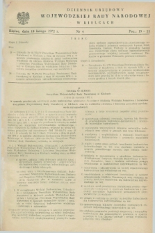 Dziennik Urzędowy Wojewódzkiej Rady Narodowej w Kielcach. 1972, nr 4 (10 lutego)