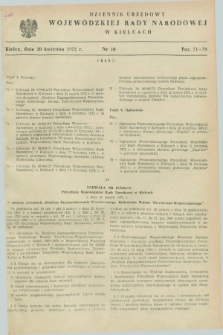 Dziennik Urzędowy Wojewódzkiej Rady Narodowej w Kielcach. 1972, nr 10 (20 kwietnia)