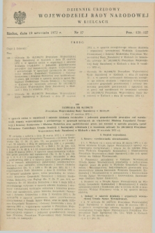 Dziennik Urzędowy Wojewódzkiej Rady Narodowej w Kielcach. 1972, nr 17 (19 września)