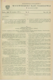 Dziennik Urzędowy Wojewódzkiej Rady Narodowej w Kielcach. 1972, nr 19 (30 września)