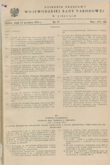 Dziennik Urzędowy Wojewódzkiej Rady Narodowej w Kielcach. 1972, nr 27 (16 grudnia)