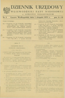 Dziennik Urzędowy Wojewódzkiej Rady Narodowej w Gorzowie Wielkopolskim. 1975, nr 2 (1 sierpnia)