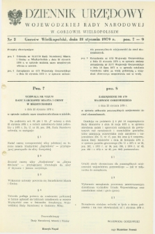 Dziennik Urzędowy Wojewódzkiej Rady Narodowej w Gorzowie Wielkopolskim. 1979, nr 2 (31 stycznia)