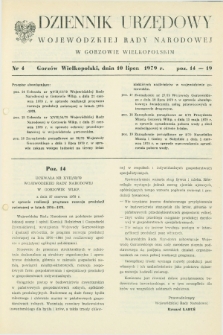 Dziennik Urzędowy Wojewódzkiej Rady Narodowej w Gorzowie Wielkopolskim. 1979, nr 4 (10 lipca)