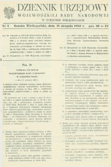 Dziennik Urzędowy Wojewódzkiej Rady Narodowej w Gorzowie Wielkopolskim. 1980, nr 5 (21 sierpnia)