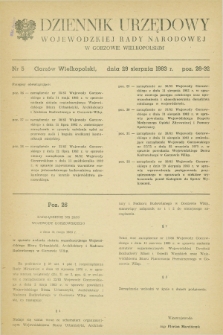Dziennik Urzędowy Wojewódzkiej Rady Narodowej w Gorzowie Wielkopolskim. 1983, nr 5 (29 sierpnia)