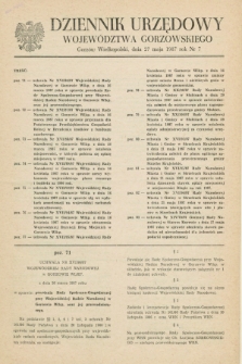 Dziennik Urzędowy Województwa Gorzowskiego. 1987, nr 7 (27 maja)