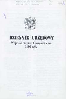 Dziennik Urzędowy Województwa Gorzowskiego. 1994, Skorowidz alfabetyczny