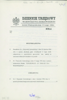 Dziennik Urzędowy Województwa Gorzowskiego. 1994, nr 1 (15 lutego)