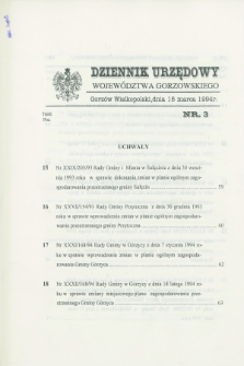 Dziennik Urzędowy Województwa Gorzowskiego. 1994, nr 3 (15 marca)