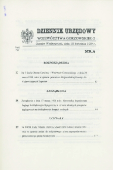Dziennik Urzędowy Województwa Gorzowskiego. 1994, nr 4 (18 kwietnia)