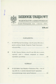 Dziennik Urzędowy Województwa Gorzowskiego. 1994, nr 10 (1 sierpnia)