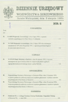 Dziennik Urzędowy Województwa Gorzowskiego. 1995, nr 5 (3 sierpnia)