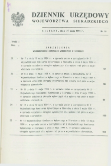 Dziennik Urzędowy Województwa Sieradzkiego. 1994, nr 10 (20 maja)