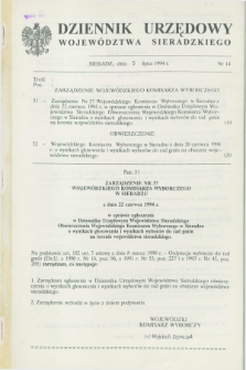 Dziennik Urzędowy Województwa Sieradzkiego. 1994, nr 14 (5 lipca 1994)