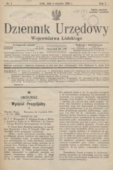 Dziennik Urzędowy Województwa Łódzkiego. 1926, nr 1