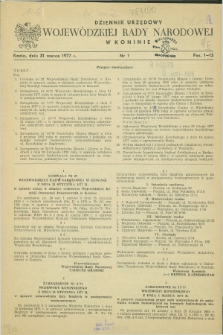Dziennik Urzędowy Wojewódzkiej Rady Narodowej w Koninie. 1977, nr 1 (31 marca)