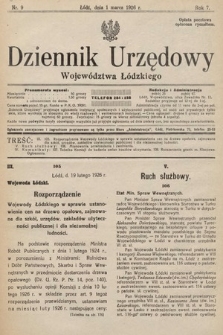 Dziennik Urzędowy Województwa Łódzkiego. 1926, nr 9