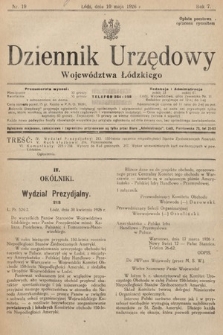 Dziennik Urzędowy Województwa Łódzkiego. 1926, nr 19