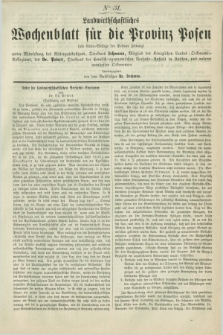 Landwirthschaftliches Wochenblatt für die Provinz Posen : (als Extra-Beilage der Posener Zeitung). [1863], No. 31 ([15 August])