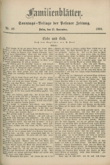 Familienblätter : Sonntags-Beilage der Posener Zeitung. 1881, Nr. 48 (27 November)