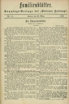 Familienblätter : Sonntags-Beilage der „Posener Zeitung”. 1883, Nr. 12 (25 März)