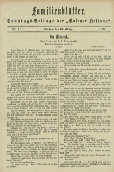Familienblätter : Sonntags-Beilage der „Posener Zeitung”. 1884, Nr. 11 (16 März)
