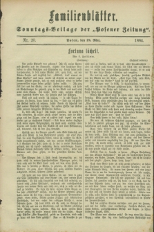 Familienblätter : Sonntags-Beilage der „Posener Zeitung”. 1884, Nr. 20 (18 Mai)